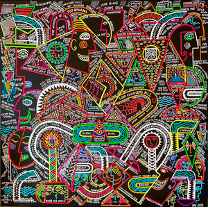 Concilio et Labore (acrylic on canvas 2023) 48 x 48 inches