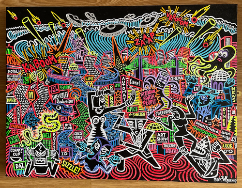 Attention Earth People!  2018 acrylic on canvas 24 x 18 inches
