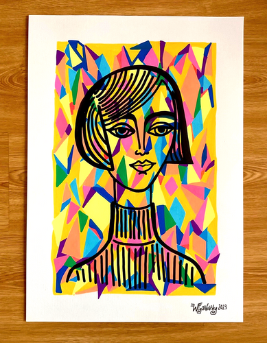 C'est si bon original artwork mixed media on A2 paper