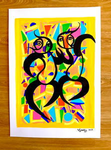 Dancertron an original artwork mixed media on A2 watercolour paper signed 2023